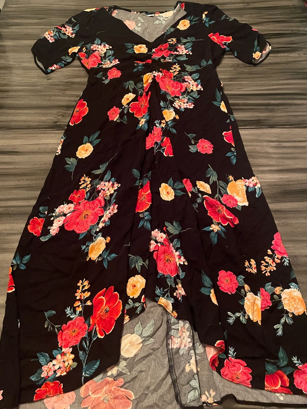 Old Navy Black High-Low Floral Dress